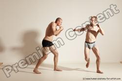 Underwear Martial art Man - Man White Moving poses Athletic Short Blond Dynamic poses Academic